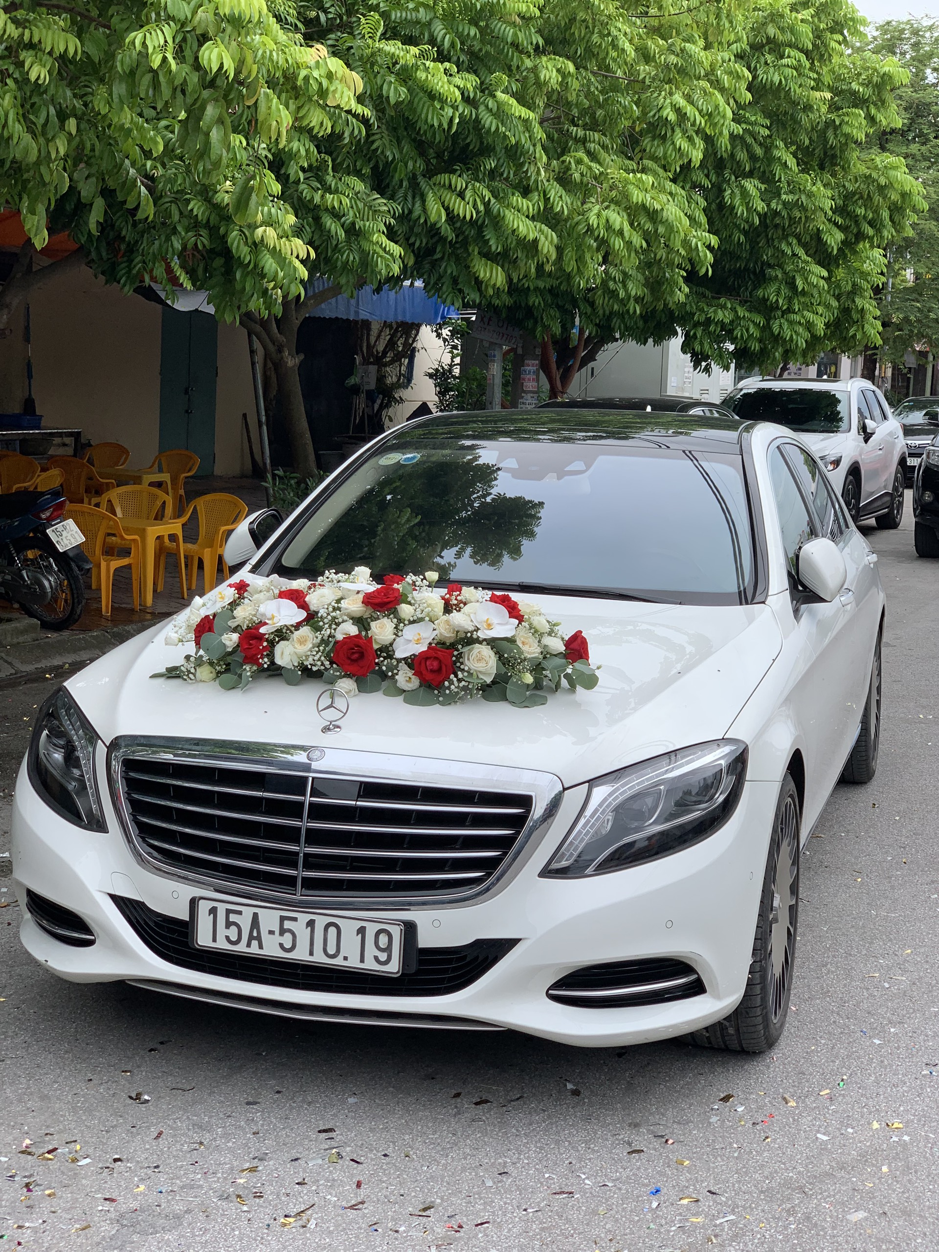 Cho thuê xe cưới Mercedes S400 trắng tại Hải Phòng - Xe cưới Bảo An